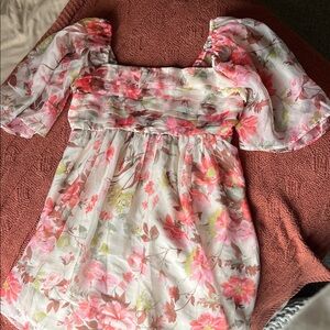 Abercrombie Emerson Floral Sheer Puff Sleeve Dress